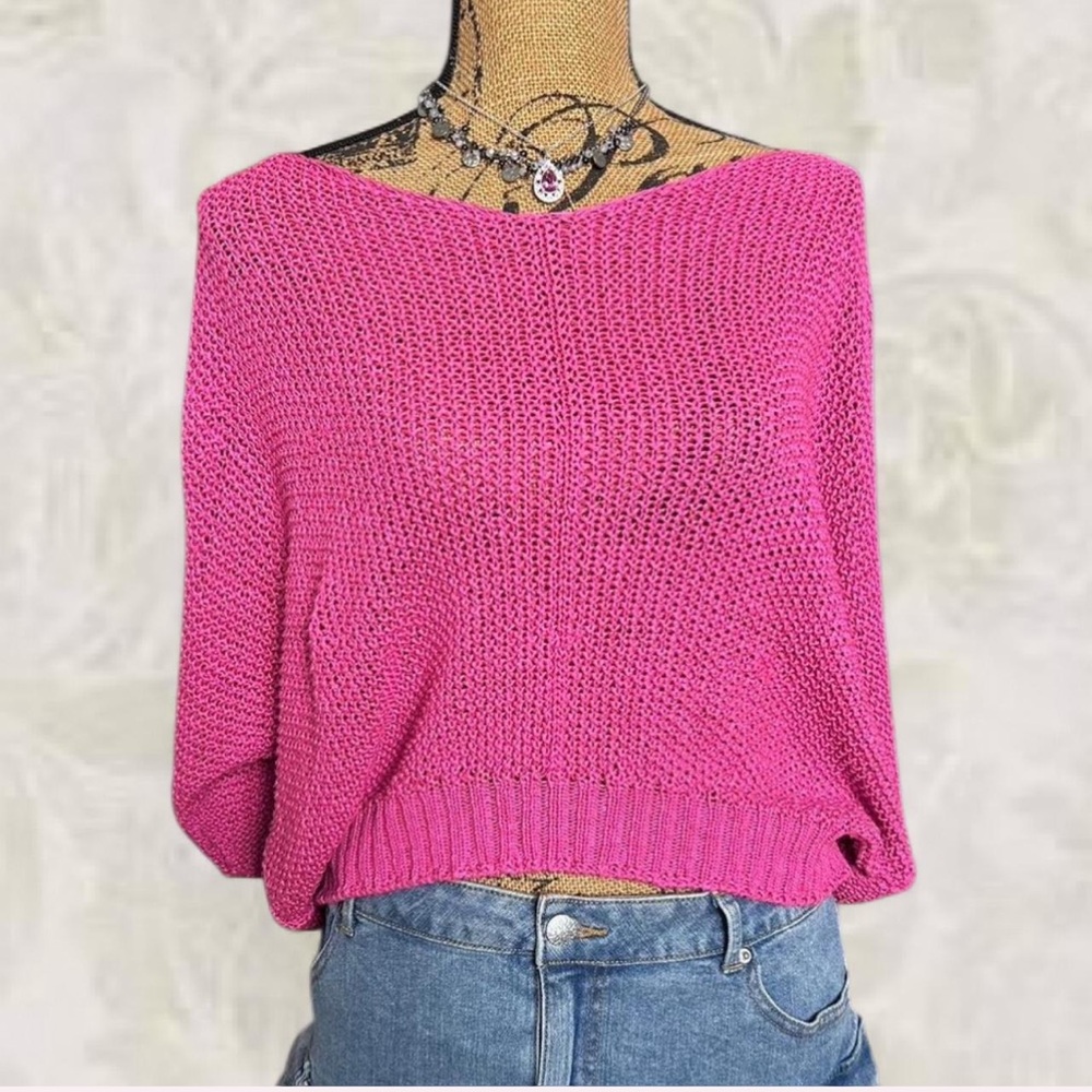 Meo Meli Pink Knit Slouchy Sweater